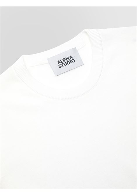 Alpha Studio girocollo in crepe di cotone bianco ALPHA STUDIO | Maglieria | AU-5040C1000